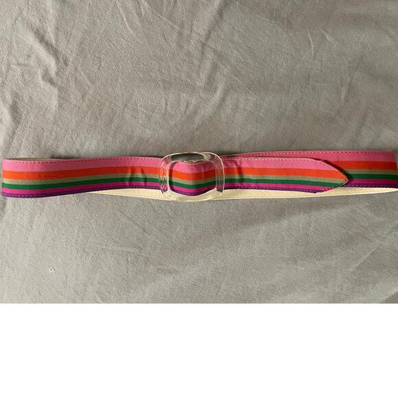 Lake Shore Drive Striped Belt SZ M/L with Acrylic Buckle - Picture 3 of 6